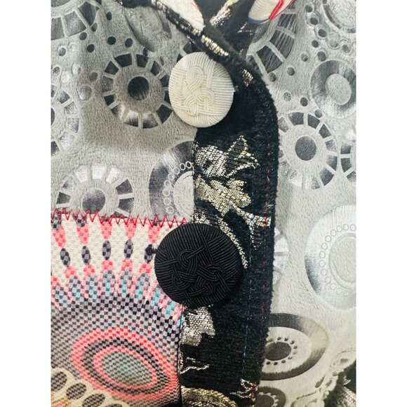 Adore Women L Statement Embroidery Patchwork Button Jacket Multicolor Boho Artsy - Picture 11 of 13